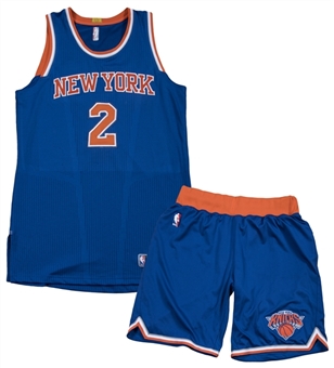 2014-15 Langston Galloway Game Used New York Knicks Road Jersey & Shorts (Steiner)